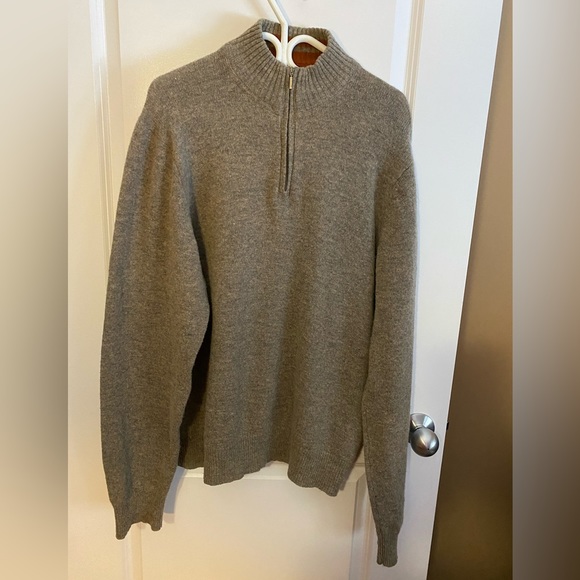 Emanuel Ungaro Men’s Lambswool 1/4 Zip Sweater Brown Gray Size XXL - Picture 2 of 8
